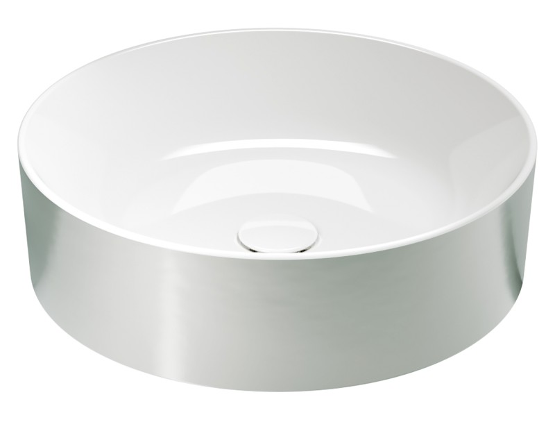 KUBE X keramické umyvadlo na desku, průměr 45cm, bílá/stříbrná 942755