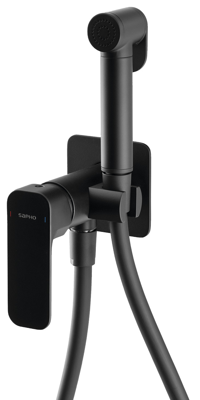 SPY podomítková bidetová baterie se Stop sprškou, černá mat PY13/15