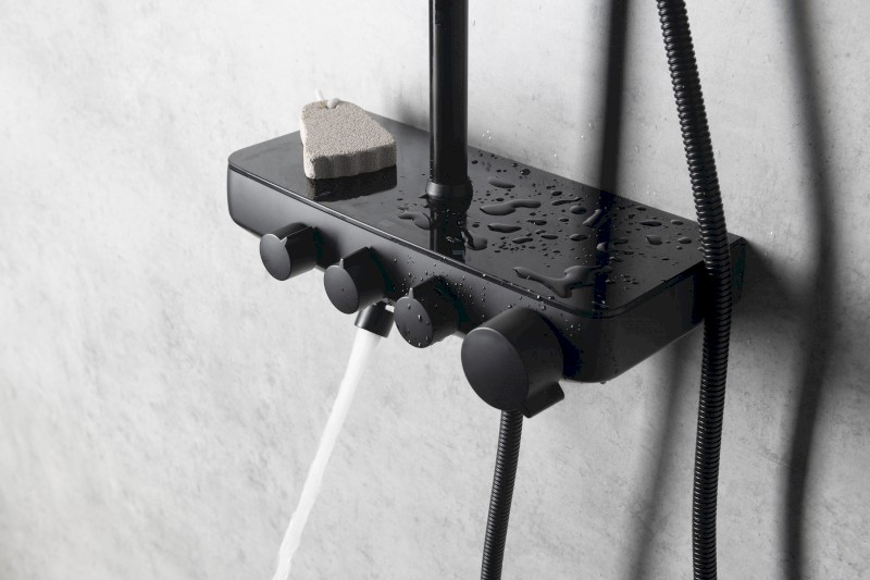 FARRAO sprchový sloup s baterií a napouštěním, černá mat SL450B