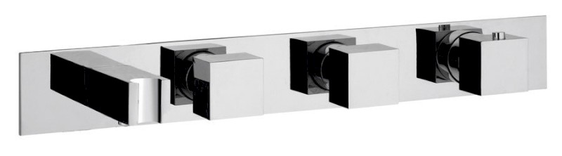 Podomítková termostatická sprchová/vanová baterie s držákem ruční sprchy,2 výstupy,hranatá,chrom MB453