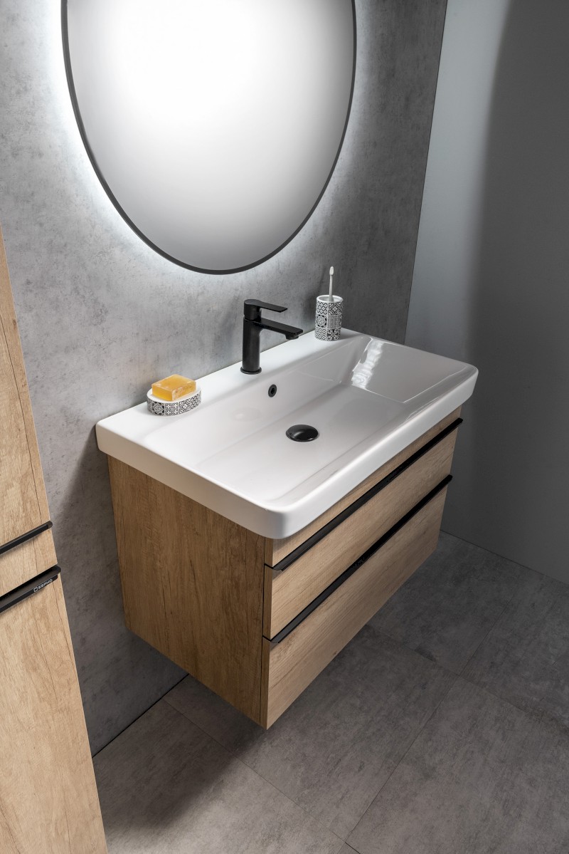 SITIA umyvadlová skříňka 75,6x50x44,2cm, 2xzásuvka, dub alabama SI080-2222