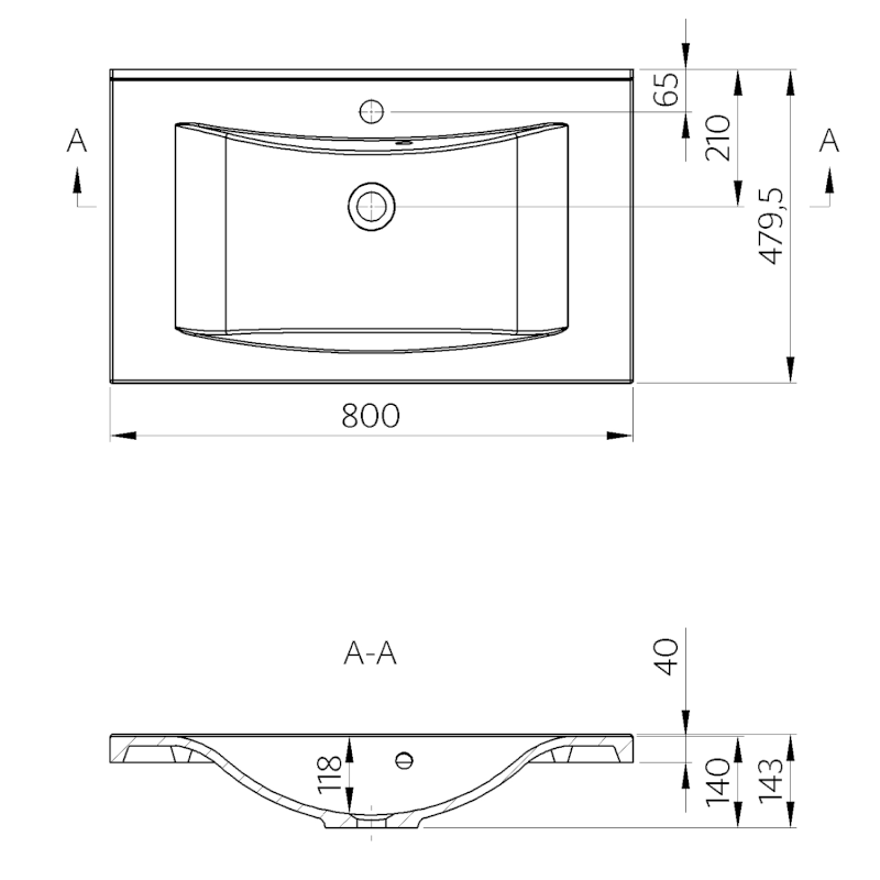 LUCIOLA umyvadlo, litý mramor, 80x48cm, bílá 50081