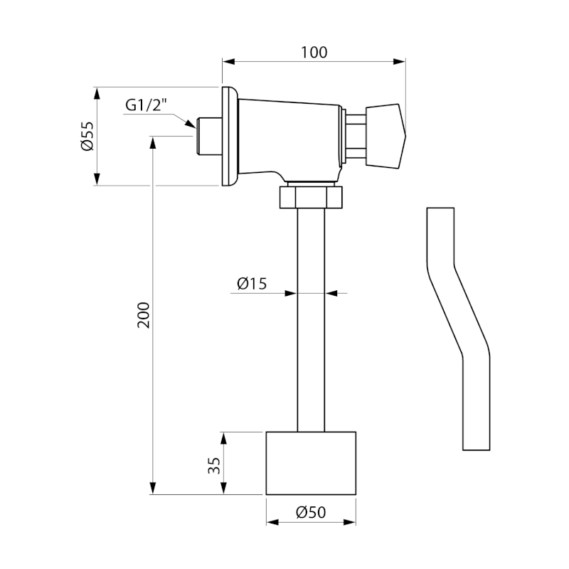 TEMPOR samouzavírací nástěnný ventil pro urinál, chrom 937.751.1