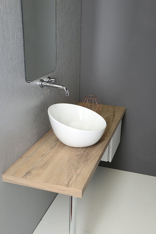 DOME OBLIQUO keramické umyvadlo na desku vysoké, Ø 44,5cm, bílá WH031