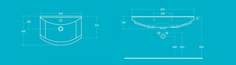 ZERO keramické umyvadlo nábytkové 65x46cm, bílá 6065