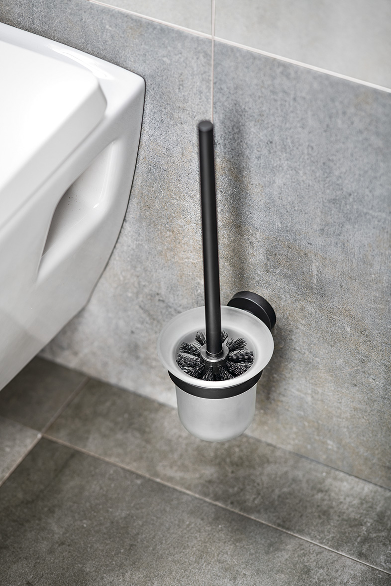 SAMBA WC štětka závěsná, mléčné sklo, černá mat SB208