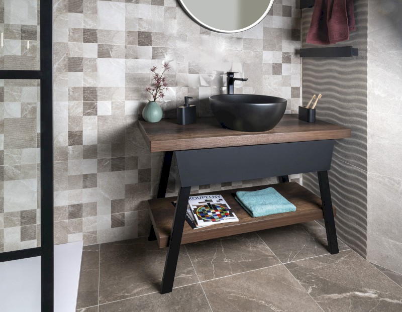 PURA keramické umyvadlo na desku, průměr 42cm, černá mat 885126