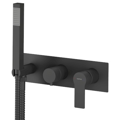 PAX podomítková sprchová/vanová baterie s ruční sprchou, 2 výstupy, černá mat XA52/15