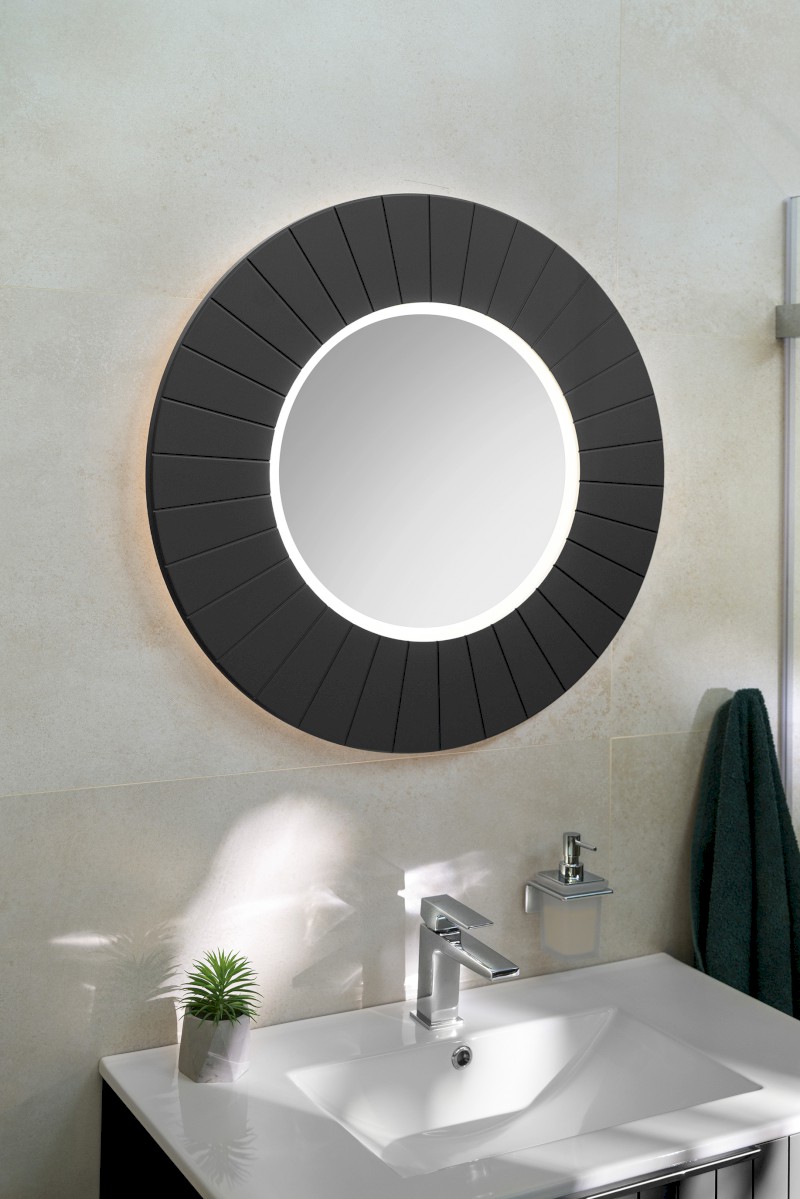 LUMIRO STRIP kulaté zrcadlo s LED osvětlením v rámu ø 75cm, carina LR750-4141S