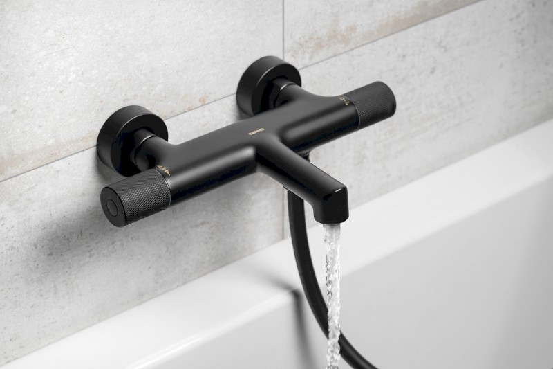 SOLARIS nástěnná vanová termostatická baterie, černá mat WD010B