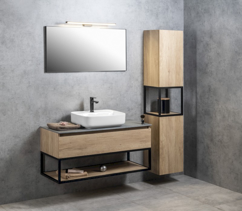 SKARA umyvadlová skříňka 100x50x45cm, černá mat/dub alabama CG009-2222