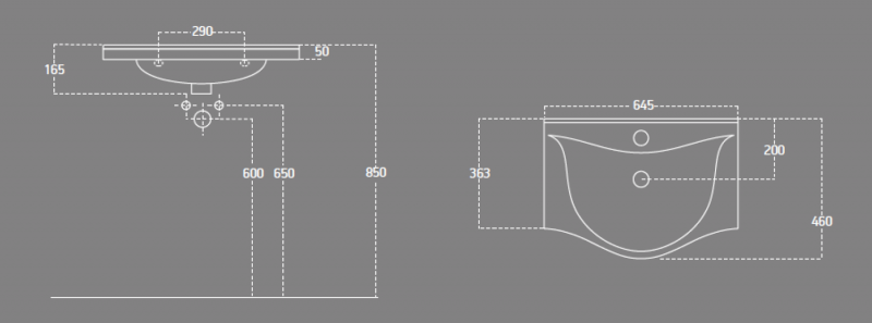 ZARA 65 keramické umyvadlo nábytkové 64,5x46cm, bílá 10065