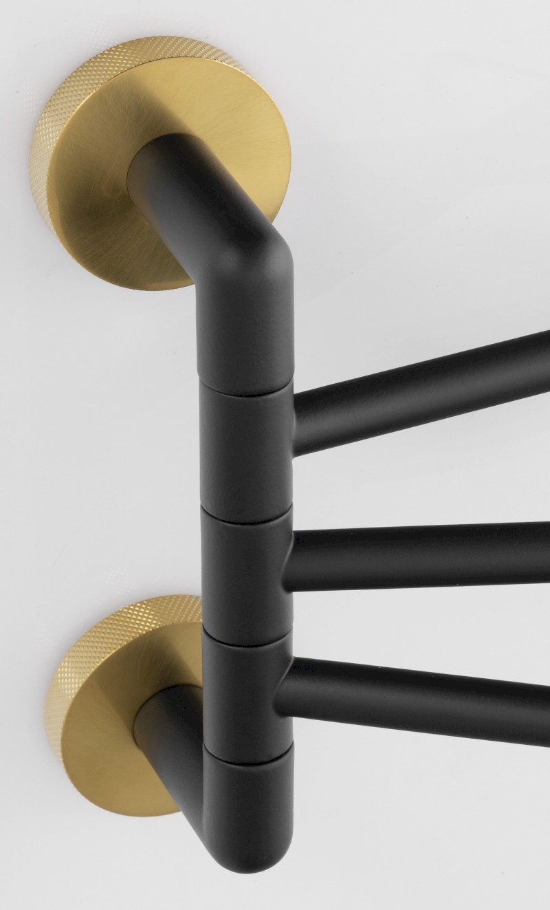 LARISSA trojitý držák ručníků otočný 350mm, černá/zlato mat WS022BG