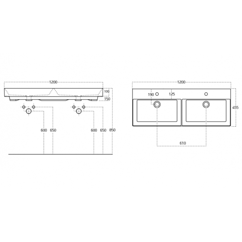 KARE 120 keramické dvojumyvadlo nábytkové 120x46cm, bílá 17120