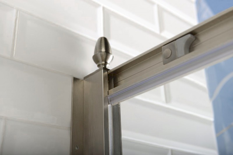 ANTIQUE čtvrtkruh. zástěna 1000x1000, posuv. dveře dvoukřídlé, ČIRÉ sklo, bronz GQ5210C