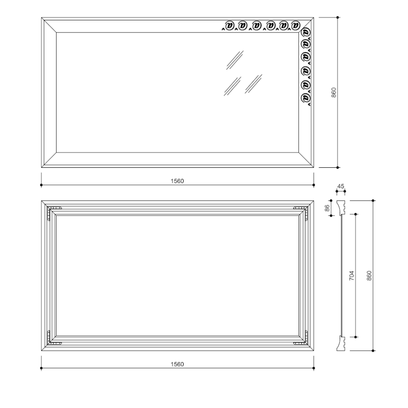 MANTILA zrcadlo v dřevěném rámu 86x156cm, antik NL741