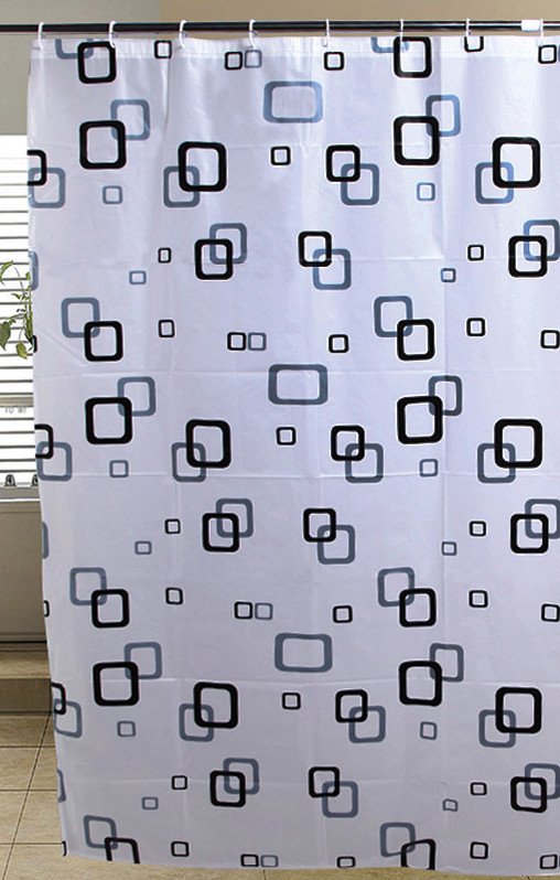 Sprchový závěs 180x180cm, vinyl, bílá/modrá/černá ZV010