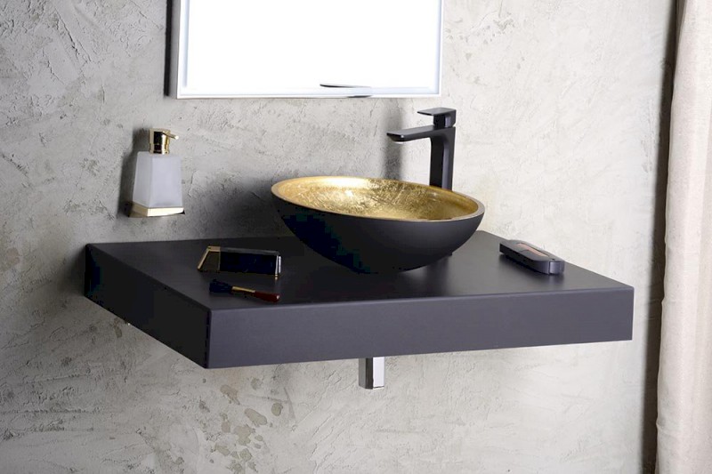 SPY stojánková umyvadlová baterie vysoká, prodloužená hubice, černá mat PY07/15