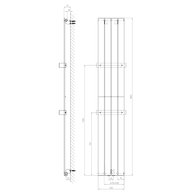 COLONNA otopné těleso 298x1800mm, bílá IR140
