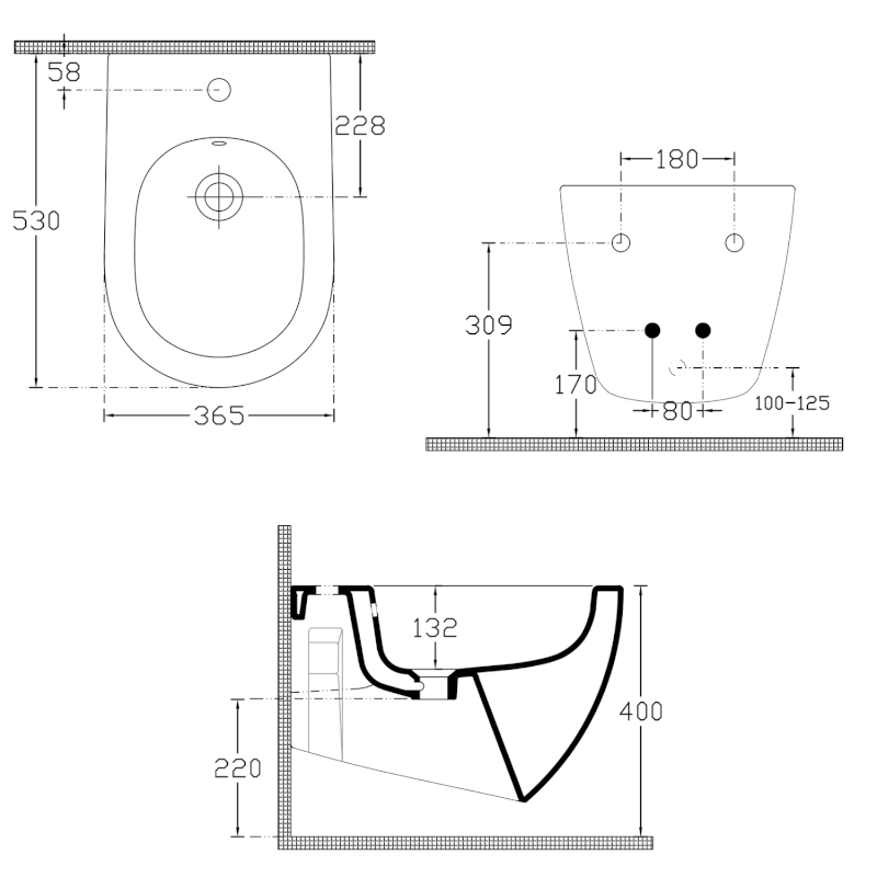 INFINITY bidet závěsný, 36,5x53cm, ivory 10NF41001-2K