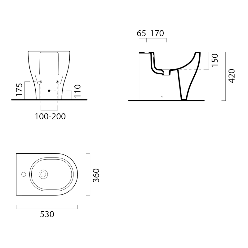 TONO bidet stojící 36x53cm, creta mat 6462108