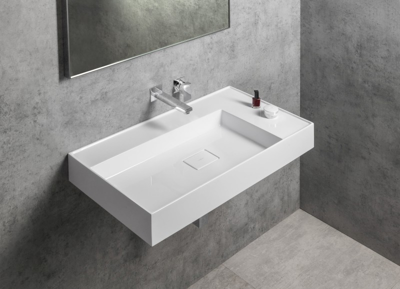 GODIVA umyvadlo, litý mramor, 83x44cm, bez otvoru, bílá GU083L-0