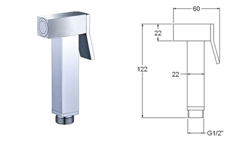 Bidetová sprška hranatá, chrom BS129