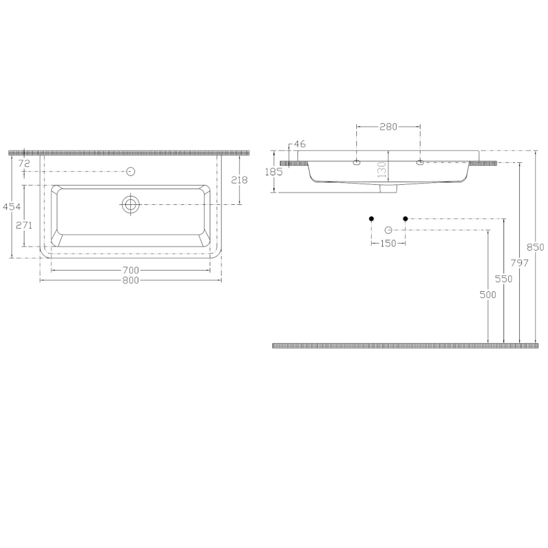CITY keramické umyvadlo hranaté 80x45cm, bílá         KE080