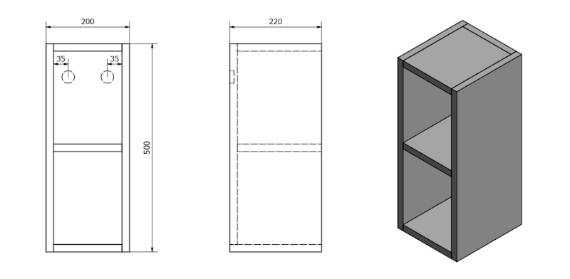 TREOS skříňka horní policová 20x50x22cm, bílá mat TS025-3131