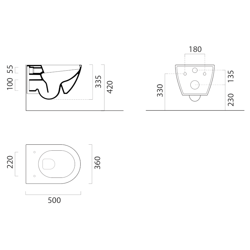 PURA závěsná WC mísa, Swirlflush, 36x50cm, černá dual-mat 881626