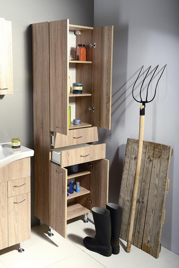 ZOJA/KERAMIA FRESH skříňka vysoká se zásuvkami 50x184x29cm, dub platin 51296