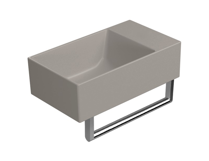 KUBE X keramické umývátko 40x23cm, bez otvoru, pravé/levé, tortora mat 9484005