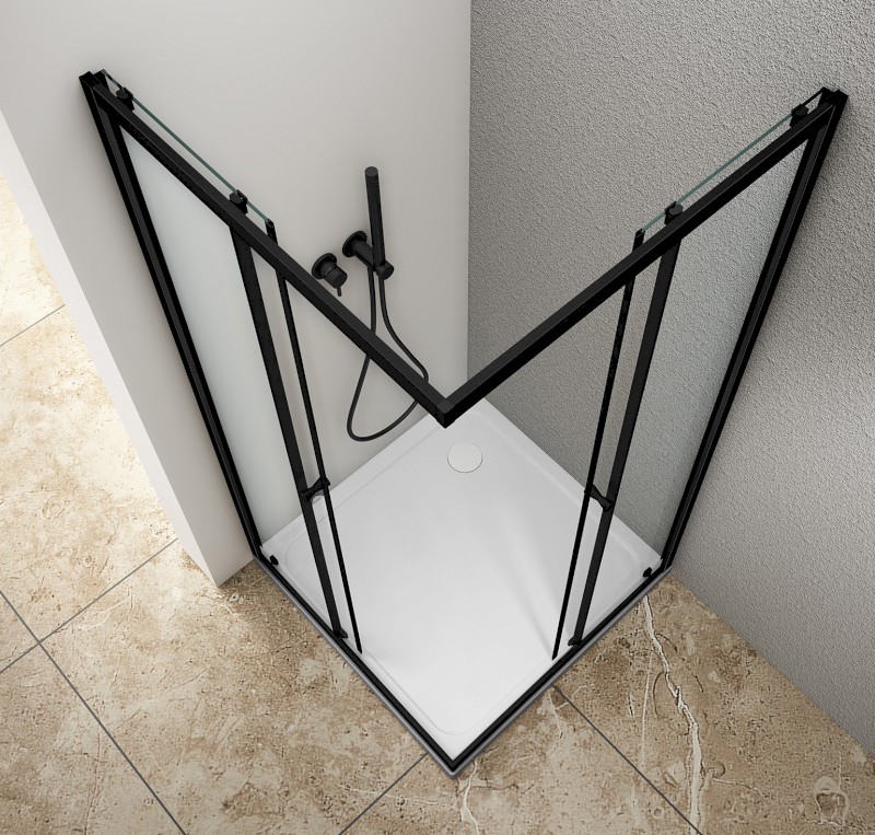 AGGA BLACK čtvercová sprchová zástěna 900x900mm, čiré sklo BLF909