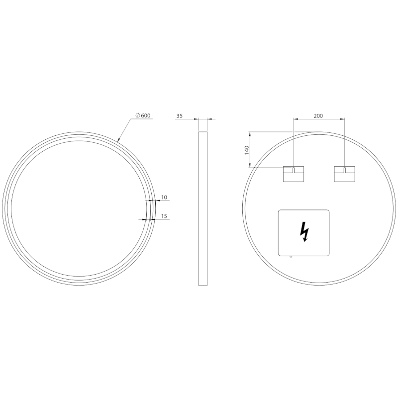 KADRIS kulaté zrcadlo s LED osvětlením ø 60cm, černá mat KD060