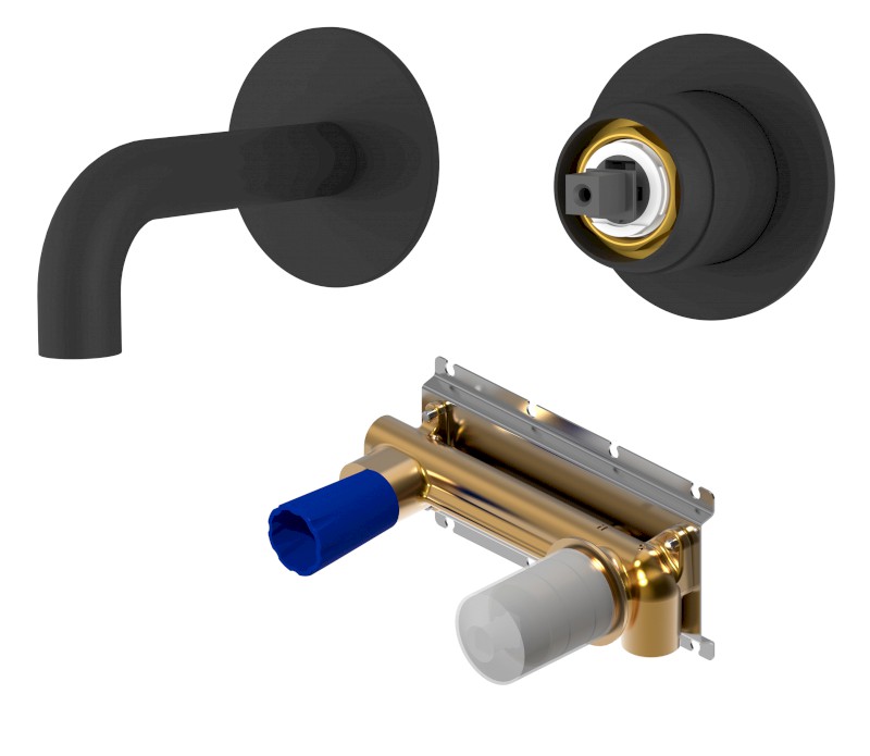 ULTRAMIX tělo podomítkové dvouprvkové umyvadlové baterie, hubice 10cm, černá mat UT110B-1