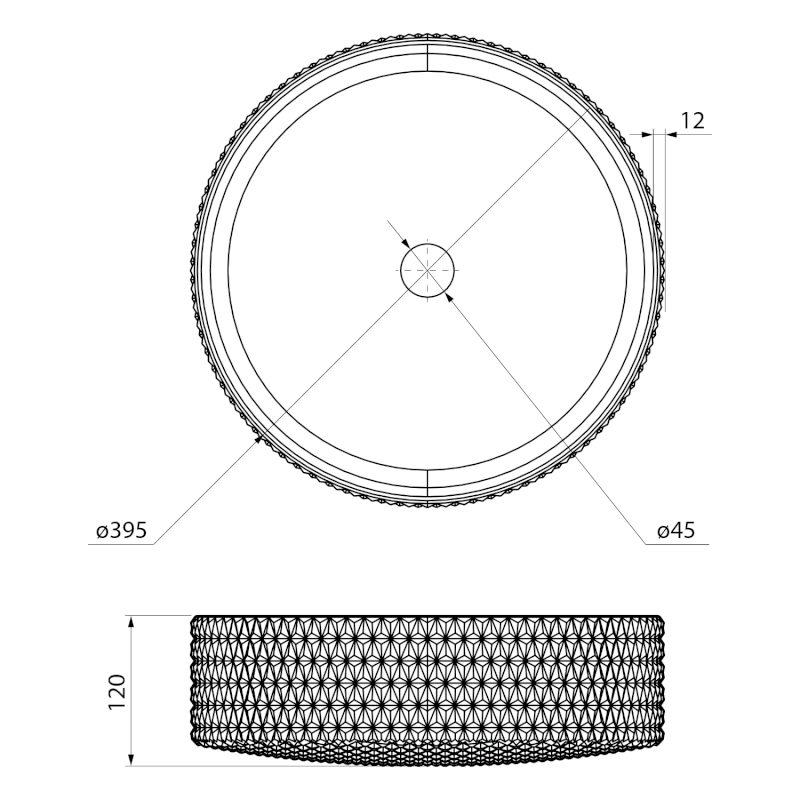 MARAGUA skleněné gravírované umyvadlo na desku Ø 39,5cm, zlatá TY214Z