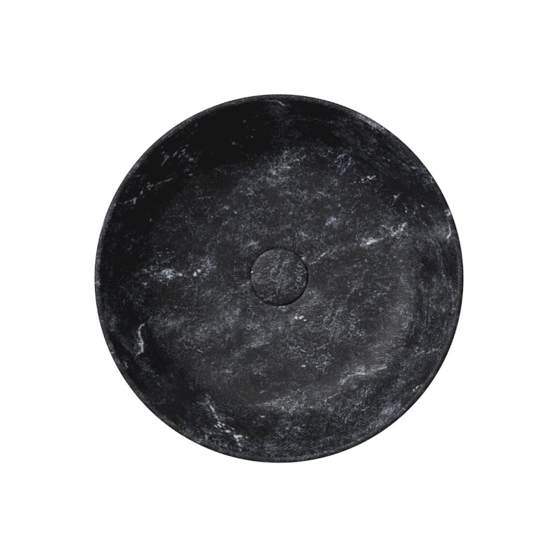 ALTACERAMICA keramické umyvadlo na desku, průměr 45cm, mramor/černá mat AC30636