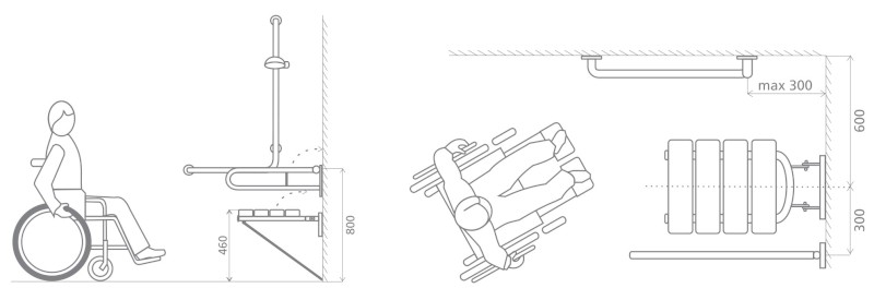 HANDICAP madlo sklopné 600mm, bílá XH516W