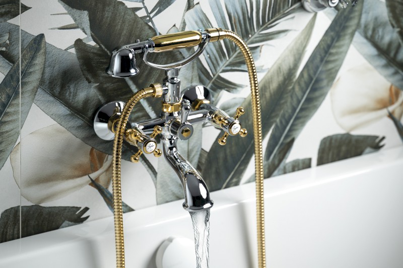 ANTEA nástěnná vanová baterie kompletní, chrom/zlato 3012