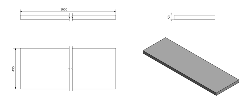 AVICE deska pod umyvadlo 160x50cm, tl.5cm, cement AV167
