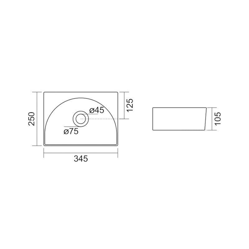 RUBIC keramické umývátko 34x25cm, bílá NP452