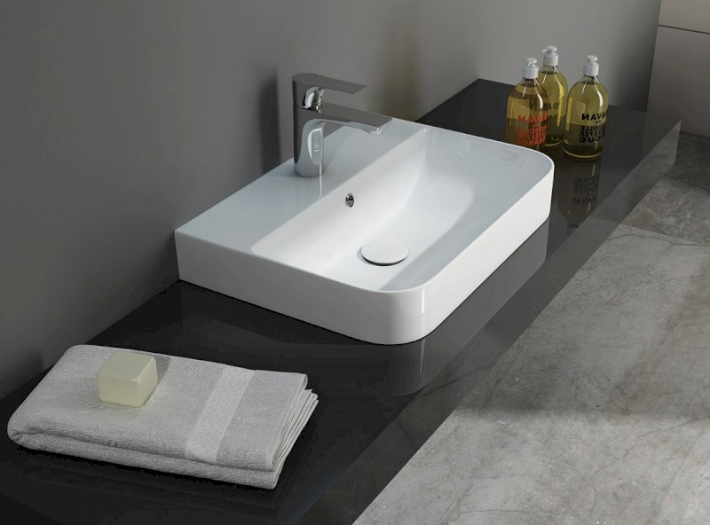 SOTT AQUA keramické umyvadlo závěsné/na desku, 61x50cm, bílá 10SQ51061