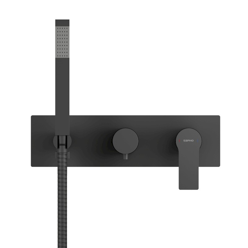 PAX podomítková sprchová/vanová baterie s ruční sprchou, 3 výstupy, černá mat XA53/15