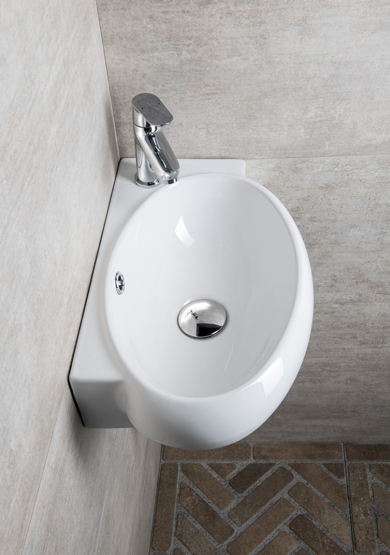 RIBERA keramické umývátko rohové 43x28,5 cm, otvor pro baterii vpravo, bílá AR497