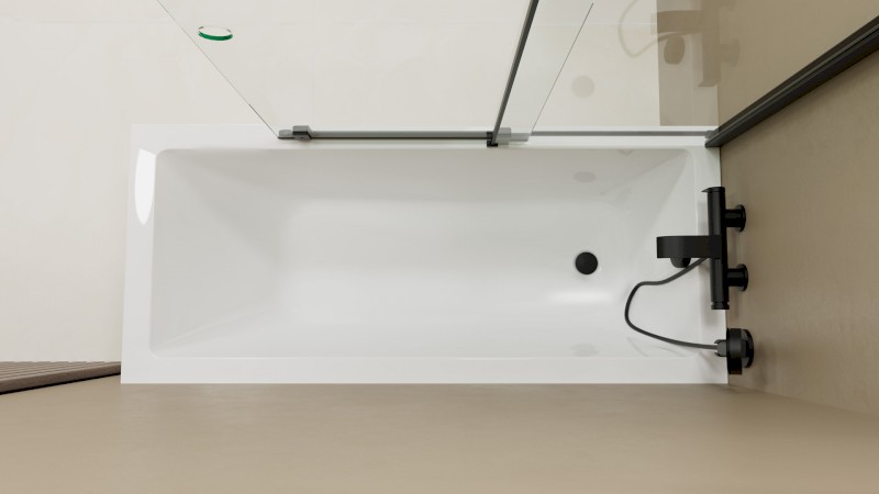 ROLLS BLACK vanová zástěna 1400x1500mm, čiré sklo BS-R140B