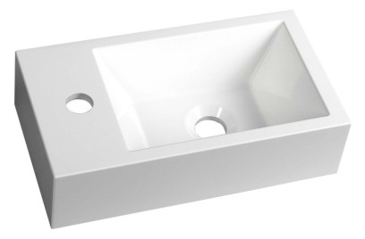 AMAROK umývátko, litý mramor, 40x22cm, baterie vlevo, bílá AR400