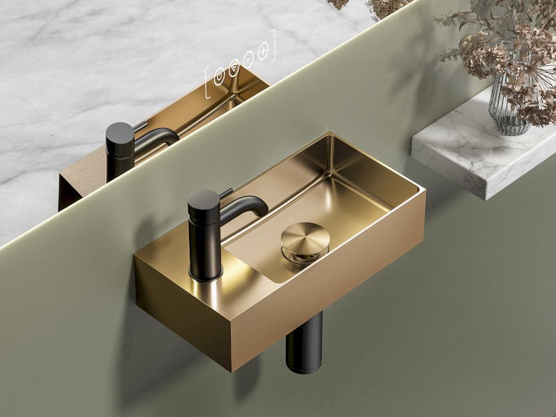 AURUM nerezové umývátko, 36,5x18cm, včetně výpusti, levé/pravé, měď mat AU304