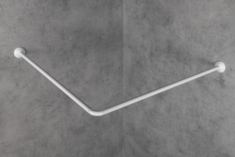 Závěsová tyč rohová 90x90cm, hliník, bílá AC9090