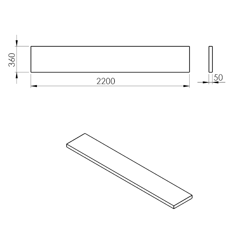 AVICE deska pod umyvadlo 220x36cm, tl.5cm, old wood AV2268