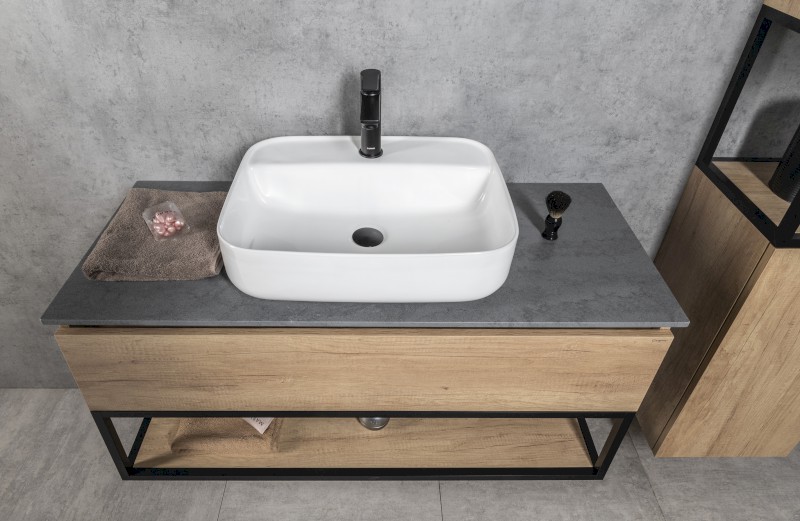 SKARA umyvadlová skříňka 100x50x45cm, černá mat/dub alabama CG009-2222